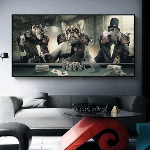 Graffiti Art Cats and Dogs Wear A Suit Abstract Posters and Prints Wall Art Pictures for Living Room Cuadros Home Decoration