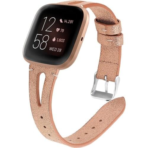 Leather Bands Compatible with Fitbit Versa 2 Leather Replacement Wristbands Classic Adjustable Strap for Women Men WB297
