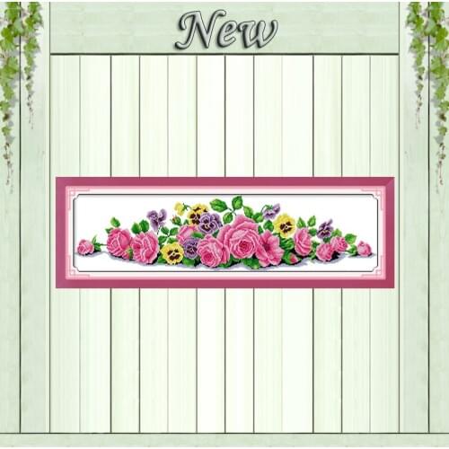The beauty flower pink rose Painting Counted Printed on canvas DMC 14CT 11CT chinese Cross Stitch Needlework Kits Embroidery Set