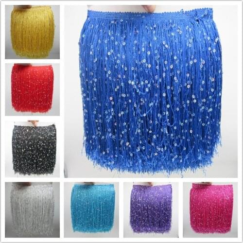 YY-tesco 100 Meters 20cm Wide Lace Fringe Trim Tassel Fringe Trimming For DIY Latin Dress Stage Clothes Accessories Lace Ribbon
