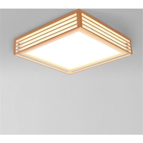 Natural wood living room lamp Japanese style led ceiling lights square lamp home decoration bedroom lighting fixture