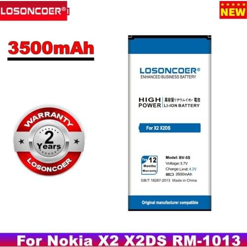 LOSONCOER 3500mAh BV 5S BV5S BV-5S Rechargeable Li-ion Battery For Nokia X2 / X2DS / RM-1013 BATTERY Bateria