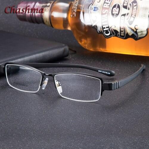 Chashma Men Titanium Prescription Eyeglasses Flexbie Rubber Arm Top Quality Eyeglasses Sports Eyewear Optical Glasses Male