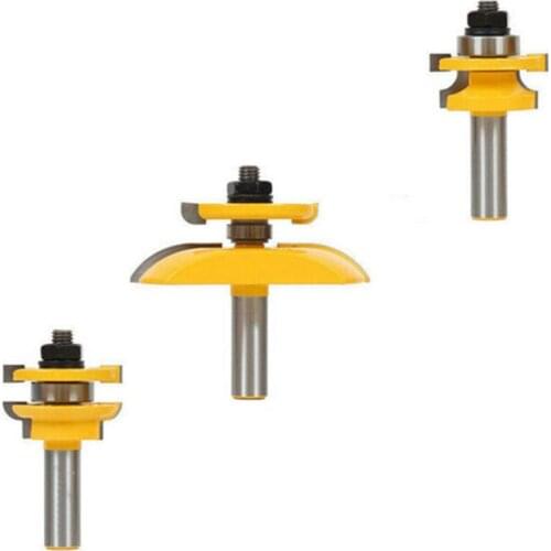 3pcs Round Over 3 Bit Cabinet Door Router Bit Set - 1/2" Shank Cemented Carbide 12000 Speed For Heat Resistant Coating
