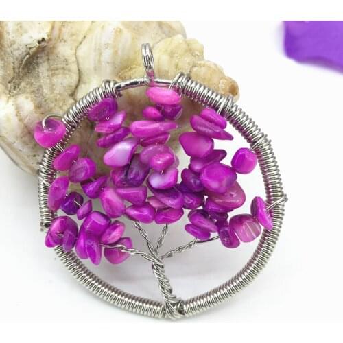 Delicate rose red shell round wire winding reiki pendulum pendant 50mm energy amulet numen fashion wholesale price jewelry B3045
