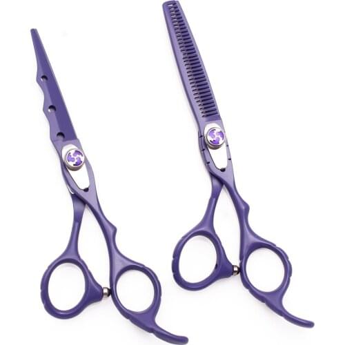 Hair Cutting Scissors / Shears Professional 6.0" Customize Logo Japanese Steel Barber Hairdressing Scissors Thinning Shears Red