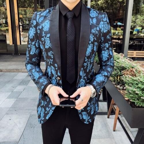 Luxury Mens Club Prom Suit Blazer Fashion Designer Floral Printing Blazer High Quality Men Slim Fancy Blazer Plus Size 5XL