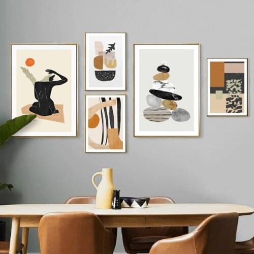 Self-adhesive Wall Stickers Abstract Geometric Painting Gallery Posters Print Wall Art Picture Living Room Home Decor