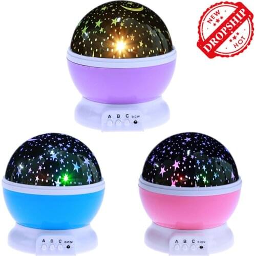 Starry Sky Star LED Night Light Rotating Projector Battery USB Bedroom Christmas Party Projection Lamp Kids Children Xmas Gift