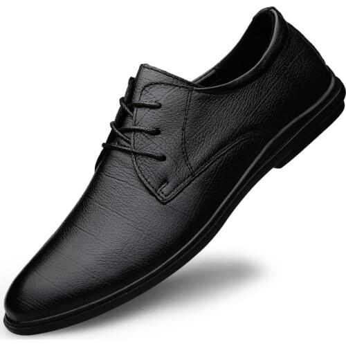 Leather Business Casual Shoes Men Office Wedding Social Formal Elegant Gentleman Black Brown Chinese Size 37~46
