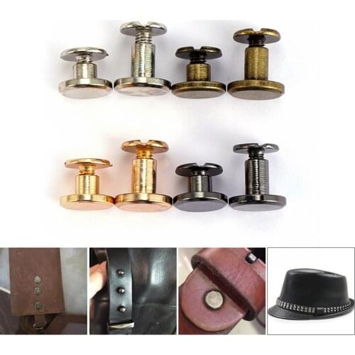 10Sets Copper Leather Craft Nail Rivets Scrapbooking Belt Wallet Solid Brass Nail Rivets Screws DIY Cloth Shoes Hats Button