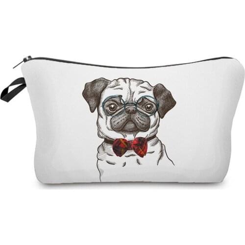 Pug Printed Lady Cosmetics Organizer Bag Hot Sale Womens Makeup Bag Fashion Storage Bags for Women Mini Gift Bag Custom Pattern
