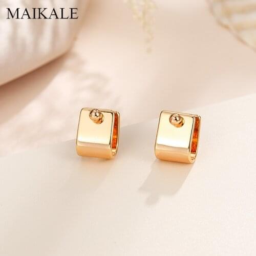 MAIKALE New Multiple Korean Earrings Square Copper Plated Gold/Silver Color Stud Earring for Women Jewelry Geometric Gift