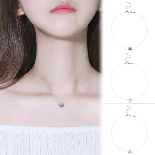 Women Fashion Zircon Inlaid Transparent Fishing Line Chain Necklace Jewelry Gift Chokers Necklace Women Jewelry Accessories