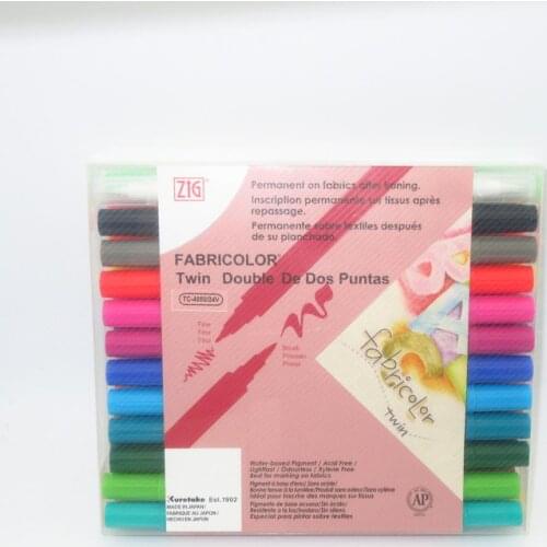 ZIG Kuretake Fabric Markers Brush Pens TC-4000 FABRICOLOR TWIN Tip DIY for Fabric 24 Colors Japan
