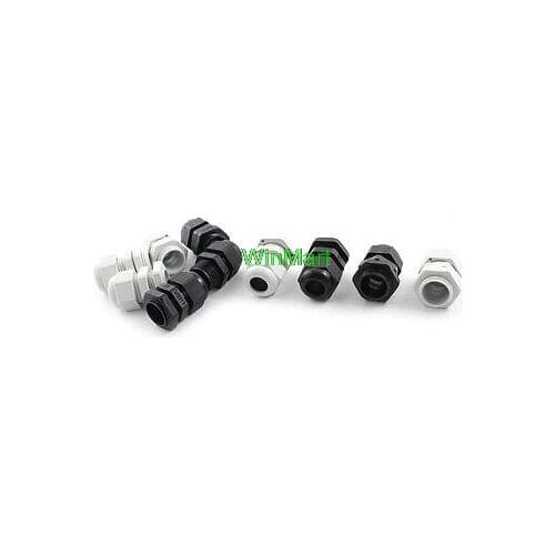 10Pcs M18x1.5 White+Black Nylon 5-10mm Waterproof Cable Glands Connectors