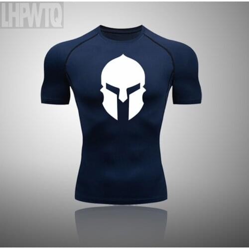 2021 Spartan Men Tight T-Shirt Compression Stretch Sport T-Shirt Lycra Tight Running Short Sleeve T-Shirts Mens Sportswear