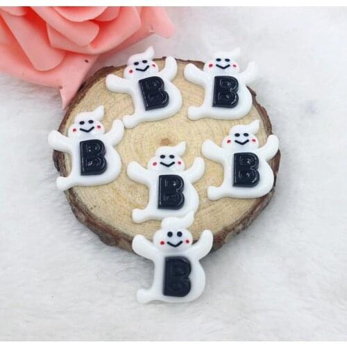 30pcs/lot kawaii resin Halloween ghost B pumpkin flat back resin cabochons accessories25*30MM