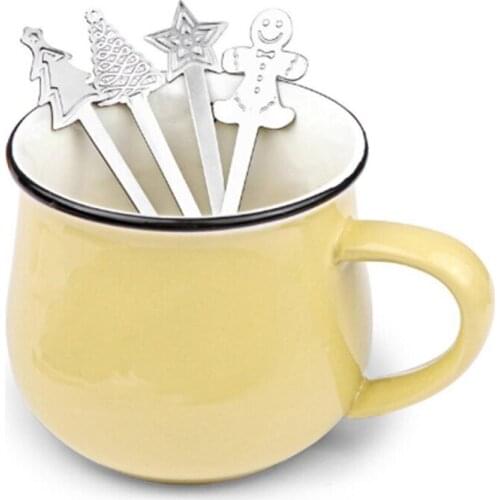 4Pcs Coffee Spoons Christmas Decor Shape Tableware Convenient Wax Melting Spoon Stainless Steel Christmas Gifts