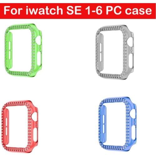 5 colors women Diamond Plastic shell For Apple watch SE cover band 3 2 1 38 42mm For iwatch case series 6 5 4 40mm 44mm