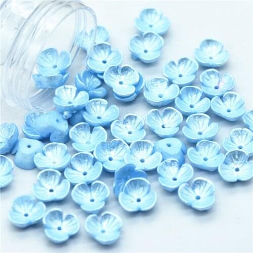 50PCS 10mm Baby Blue Pearl Flower Cabochons|Resin Flatback Scrapbooking Flower Miniatures|Fake Flower Miniatures
