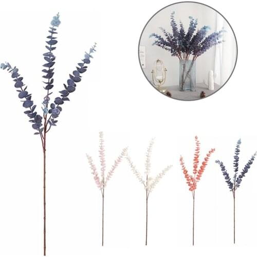 6pcs Lifelike Artificial Leaves Large Eucalyptus Leaf Plants Wall Material Decorative Fake Plants For Home Garden Decor 76cm