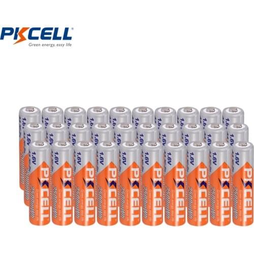 PKCELL 30pcs AA battery 1.6v NIZN AA 2500mWh NI-Zn aa Rechargeable Batteries AA high voltage for Cameras Toys