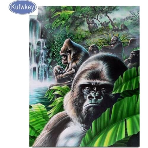 5D printing style animal gorilla diamond embroidered painting the living room chimpanzee animal fantasy painting