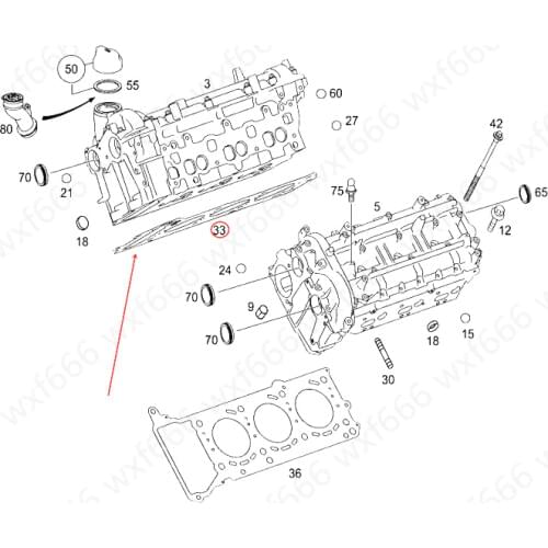Car Diesel cylinder head gasket Cylinder head gasket M642mer ced es-be nzML350 ML450 ML500 GL450 Engine cylinder bed Engine seal