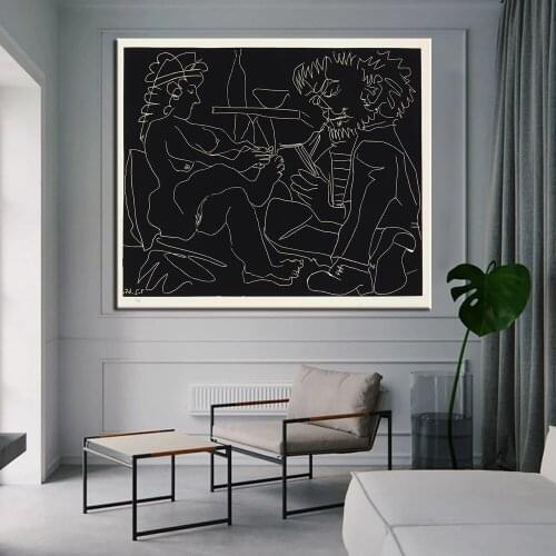 Pablo Picasso Abstract Canvas Paintings On the Wall Art Posters And Prints Black and White Line Art Canvas Pictures Home Decor