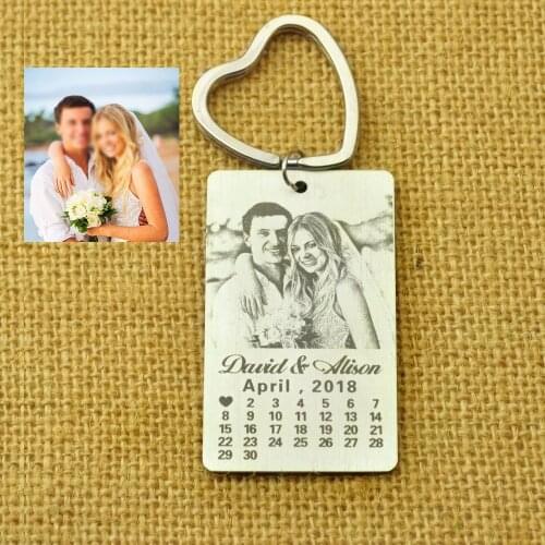 Custom Christmas Gift Photo Calendar KeyChain Personalized Calendar Keychain Engraved photograph Keychain Picture Key Ring