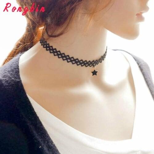 Black Lace Choker Necklaces Women Velvet Choker Alloy Pendants Necklaces Chokers Chocker tattoo choker collares Collier Femme