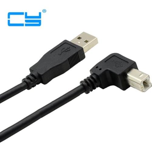 Black USB 2.0 A Male to B Male Down angled 90 degree Printer scanner HDD cable 1.5m/5FT