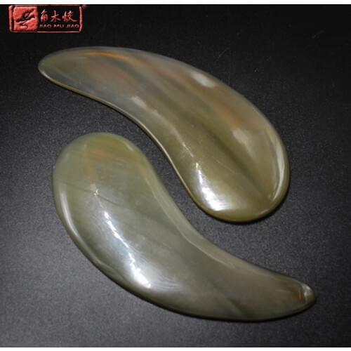 Pure natural yak horn Gua Sha Scraping Massage Tools Hand Made SPA plate beauty Face lift Horn Guasha Board