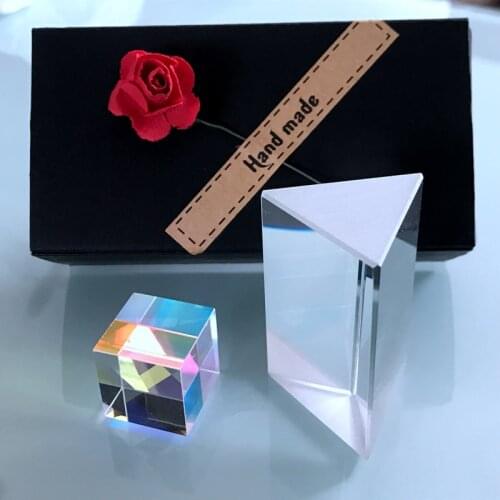 Color Prism Dichroic Cube Triangular Prisms Optical K9 Glass Teaching Equipment 6sides Light Cube Rainbow Photography Glass Gift