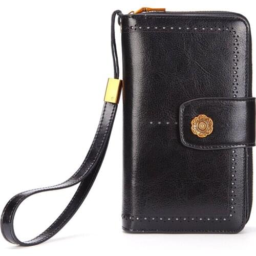 Business Genuine Leather Wallet Women Luxury Purse Women Hand Bag Portefeuille Femme ID Card Holder Purse For Phone And Money