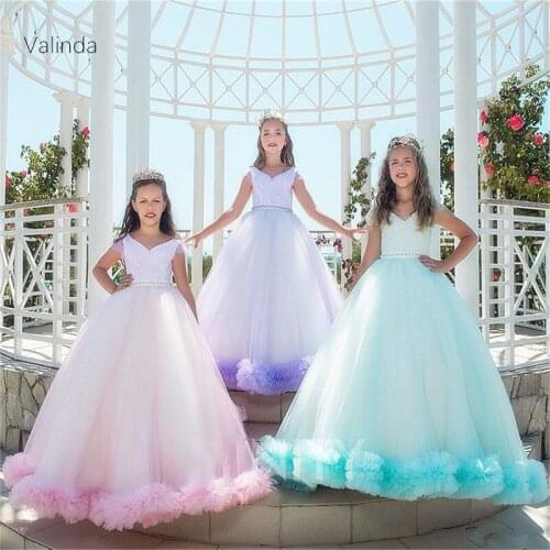 Pincess Long Girl Pageant Dresses with Pleated Trim Special Occasion for Girls
