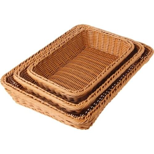 Home Square Artificial Rattan Harden Storage Basket Organizer Food Fruit Bins