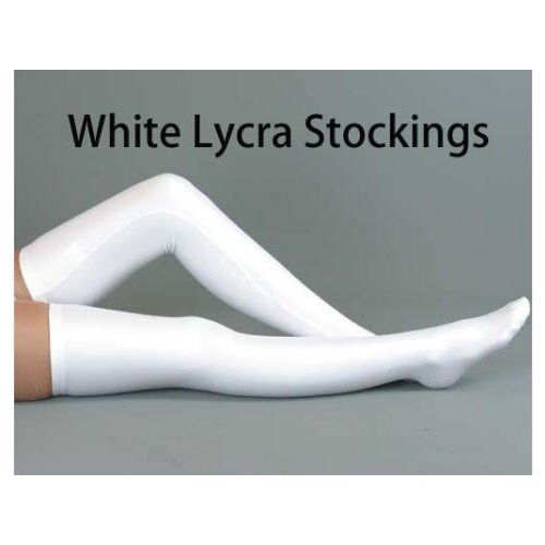 Free Shipping Zentai spandex Unisex White Spandex Stockings Cosplay Zentai Long Socks