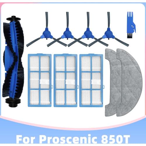 Hepa Filter Main Roller and Spin Brush Mop Pad Replacement Kit for Proscenic 850T Robotic Vacuum Cleaner Spare Parts