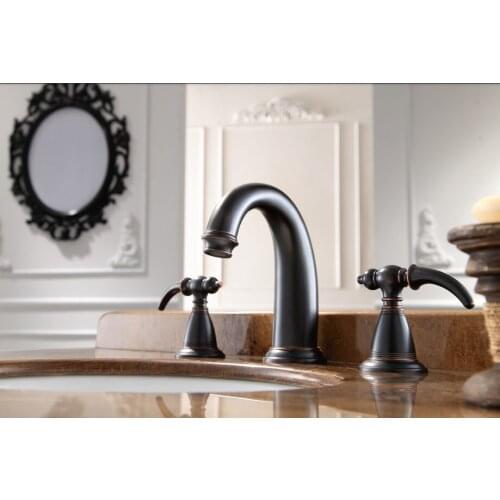 Classic style antique black 8 inch widespread bathroom Lavatory Sink faucet lever handles tap New