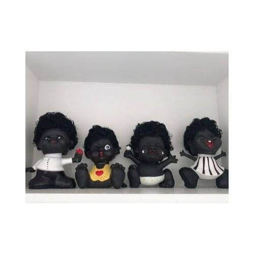 Mood sorrow piggy bank black expression doll small ornaments cartoon vinyl Money boxes Storag Coins creative gift For Kids