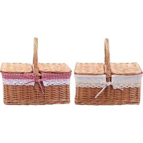 Picnic Basket Practical Pastoral Style Basket Decorative Fabric Storage Basket Flower Basket for Home Outdoor