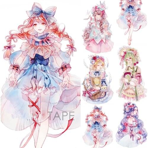 Beautiful Dress Girls Washi Tapes Bullet Journal Masking Tape Adhesive Tape DIY Scrapbooking Decorative Washi Stickers Label