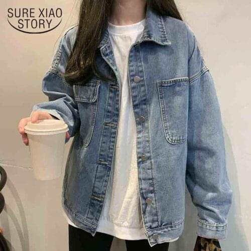 Gentle Retro Street Korean Wild Casual Couple Jacket Simple Large Size Loose Denim Female Coat Handsome Tide Jackets Denim 16754