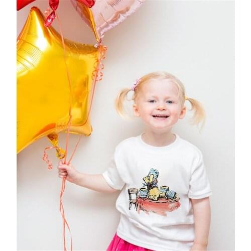 Summer Disney Children Cute Cartoon Winnie The Pooh Baby Short Sleeve T-Shirt Casual Cozy Clothes Harajuku Kawaii Tee Girls