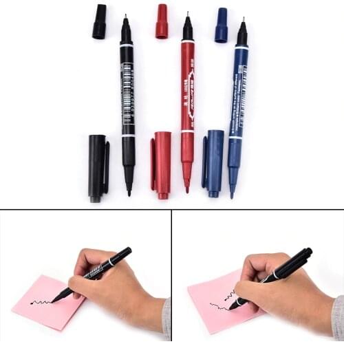 Top Selling Practical Double Hand Marker Pens Waterproof Ink Portable Fine Colour Marker Pen 3 Colors Stationery