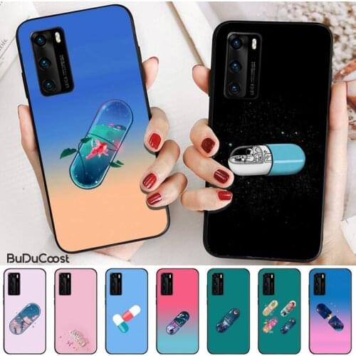 Medical Drug Pill Capsule Soft Black Phone Case For Huawei P20 P30 P20Pro P20Lite P30Lite Psmart P10 9lite