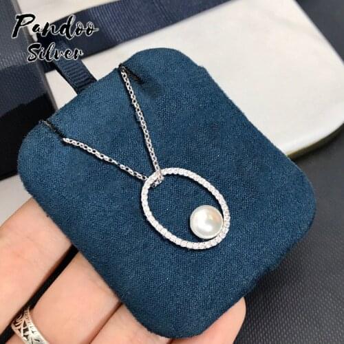 Fashion Charm Sterling Silver Original 1:1 Copy,Paved Necklace With Pearl Pendant For Women Luxury Jewelry With Logo