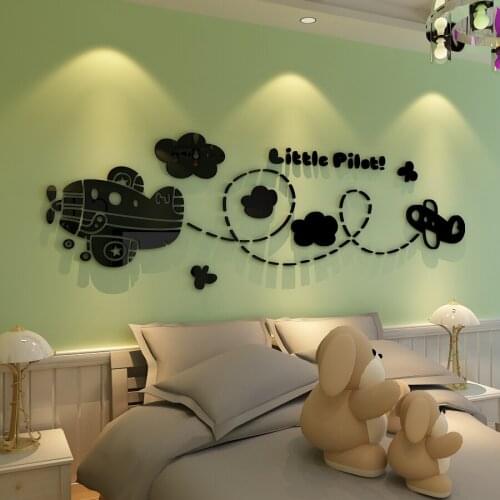 Cartoon Aircraft Wall Stickers Kids Rooms 3d Wallpaper Sticker Home Decor Living Room Baby Room Decor Stickers Wall Decals L